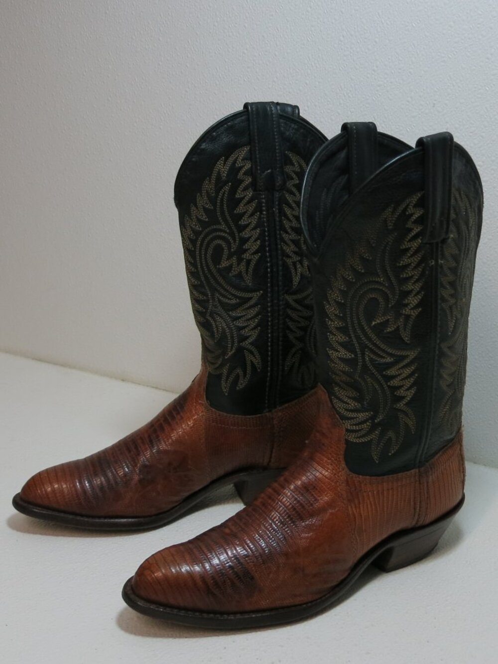 J. Chisholm Boots Women's Kicker Teju Lizard Leather Western Cowboy Boot Sz 7 M